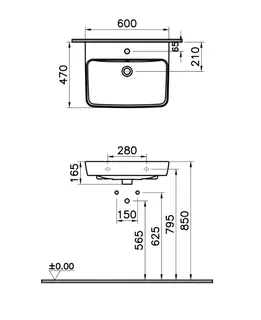 sanibel 3001-Waschtisch A23 eckige Form 600x470mm unterbaufähig weiß – Bild 2