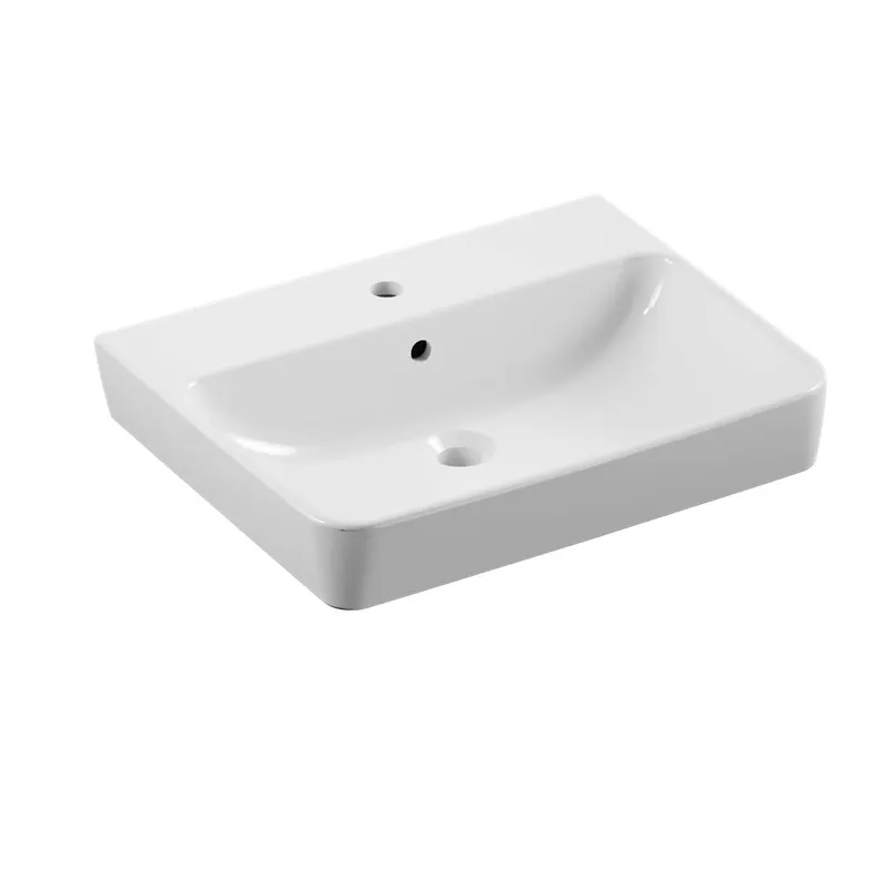 sanibel 3001-Aufsatzwaschtisch A23 eckig 600x470mm 1 Hahnloch m. Überlauf weiß