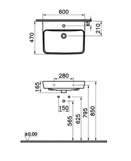 sanibel 3001-Waschtisch A23 eckige Form 600x470mm CLEAN unterbaufähig weiß – Bild 2