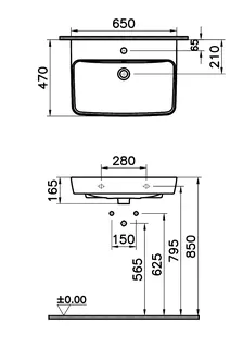 sanibel 3001-Waschtisch A23 eckige Form 650x470mm CLEAN unterbaufähig weiß – Bild 2