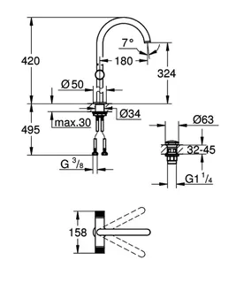 GROHE Waschtisch-Einlochbatt. Atrio Private C. 21142 XL-Size Knopfbetätigung chrom – Bild 5