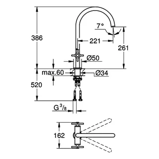 GROHE 2-Griff-Spültischbatterie Atrio 30609 C-Auslauf supersteel – Bild 5