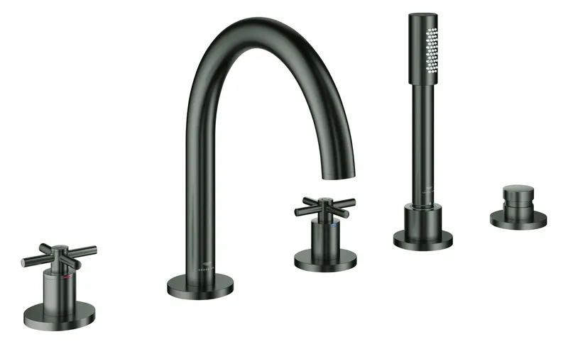 GROHE 5-L-Wannen-Kombin. Atrio 29408 FMS Kreuz-Griff hard graphite gebürstet