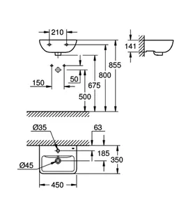 GROHE Handwaschbecken BauEdge Keramik 39806 wandhängend 450x350mm alpinweiß – Bild 5