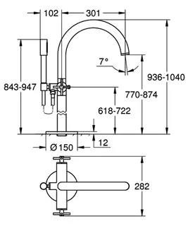 GROHE 2-Griff-Wannenbatt. Atrio 25272 FMS Bodenmontag Kreuz-Griff warm sunset – Bild 5