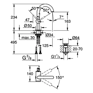 GROHE Einhand-Waschtischbatterie Atrio 24363 M-Size supersteel – Bild 5