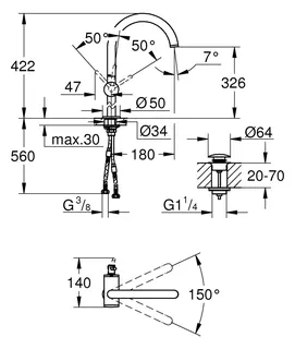 GROHE Einhand-Waschtischbatterie Atrio 24365 XL-Size hard graphite gebürstet – Bild 2