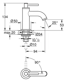 GROHE Standventil Atrio 20658 XS-Size Hebelgriff supersteel – Bild 2