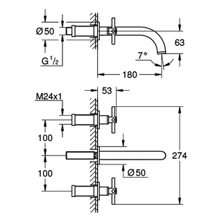 GROHE 3-Loch-Waschtisch-Batterie Atrio 20661 FMS Kreuz-Griff hard graphite gebürstet – Bild 5