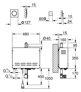 GROHE Dampfgenerator F-digital Deluxe 26828 400 V ohne Rohbau-Komponenten – Bild 2