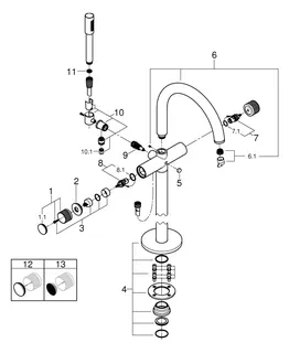 GROHE Wannenbatterie Atrio Private C. 25229 BM Knopfbetätigung hard graph. gb. – Bild 3