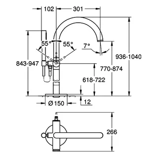 GROHE EH-Wannenbatterie Atrio 24368 FMS Bodenmontage chrom – Bild 5