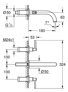 GROHE 3-Loch-Waschtisch-Batterie Atrio 20662 FMS Hebelgriff hard graphite gebürstet – Bild 2
