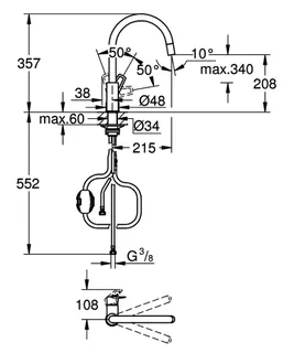 GROHE EH-Spültischbatterie BauLoop 30543 hoher Auslauf azb. Laminarbrause chrom – Bild 5