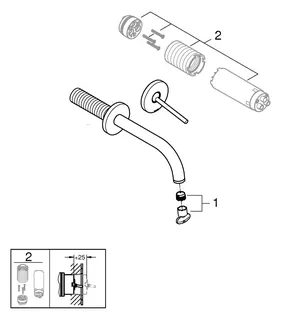 GROHE 2-L-Waschtisch-Wandbatterie Atrio 29410 FMS Ausladung 185mm hard graphite geb. – Bild 3