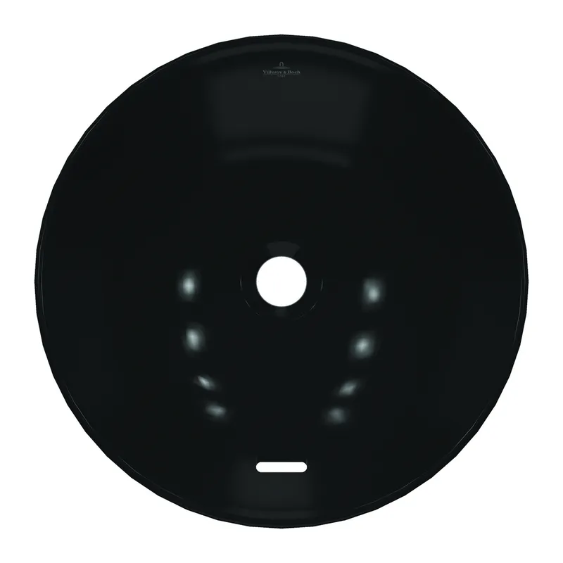 ARTO-Aufsatzwaschbecken rund 380mm ohne Hahnloch m. Überl CeramicPlus Pure Black