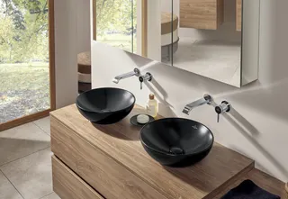 ARTO-Aufsatzwaschbecken rund 420mm ohne Hahnloch m. Überl CeramicPlus Pure Black – Bild 2