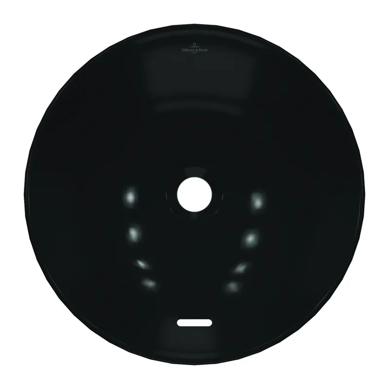ARTO-Aufsatzwaschbecken rund 420mm ohne Hahnloch m. Überl CeramicPlus Pure Black