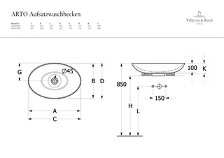 ARTO-Aufsatzwaschbecken oval 560x380mm o. Hahnl m. Überl CeramicPlus Pure Black – Bild 3