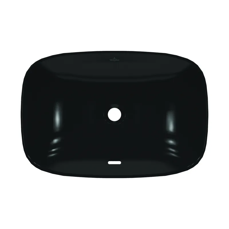 ARTO-Aufsatzwaschbecken eckig 620x420mm o. Hahnl m. Überl CeramicPlus Pure Black
