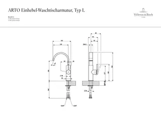 ARTO-Waschtischarmatur L H181mm seitlich bedienbar o. Ablaufgarnitur verchromt – Bild 2