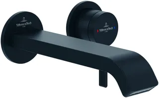 ARTO-Waschtisch-Wandarmatur L195mm Fertigmontageset Rosette rund Matt Black – Bild 2