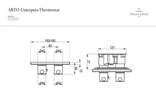 ARTO-Wannenthermostat Unterputz-Fertig- montageset 2 Verbr. eckig Matt Black – Bild 2