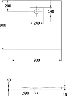 Villeroy & Boch Duschwanne Le Valence 900x900x40mm quadr. Flächenbündiger Einbau AR CeraSoft – Bild 2