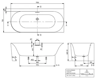 Villeroy & Boch Vorwand-Badewanne Loop&Friends OVAL 1700x 750x600mm OVAL rechte Ausführung weAlpin – Bild 2