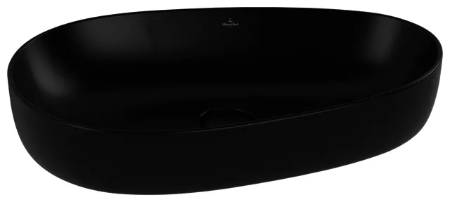 Villeroy & Boch Aufsatzwaschbecken Antao 650x400mm Asymmetrisch o. ÜL. Pure Black cplus