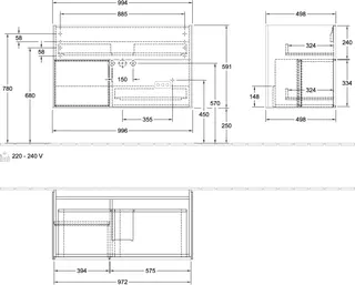 Villeroy & Boch Waschbeckenunterschrank Finion G03 996x591x498mm m Bel FK/RE/AP: HJ/HF/- – Bild 2