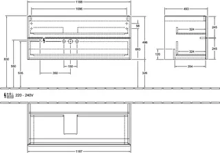 Villeroy & Boch WTUS Antao 1188x504x493mm 2 Ausz. Waschtisch links Front m. Struktur Honey Oak – Bild 4