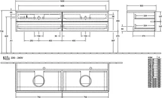 Villeroy & Boch WTUS Antao K28_5 1600x360x500mm FK/AP: PD/0 – Bild 3