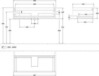 Villeroy & Boch WTUS Antao K02 988x256x493mm FK/AP: HG/- – Bild 3