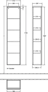 Villeroy & Boch Hochschrank Antao K45 414x1719x287mm A:li mit Struktur FK/AP: HM/0 – Bild 3