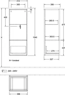 Villeroy & Boch Mittelschr. Antao K43 414x1039x356mm A:li mit Struktur FK/AP: HN/0 – Bild 2