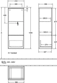 Villeroy & Boch Mittelschr. Antao K43 414x1039x356mm A:li mit Struktur FK/AP: HN/0 – Bild 3