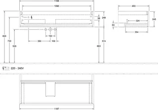 Villeroy & Boch WTUS Antao K03 1188x256x493mm FK/AP: HN/- – Bild 3