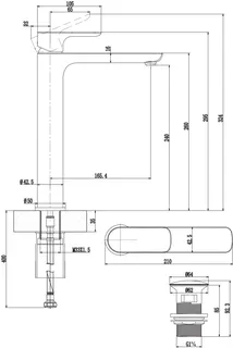 Villeroy & Boch Einhebel-Waschtisch-Arm. erhöht O.novo 50x295x200mm m Push-Open-Ablgarn. Chrom – Bild 2