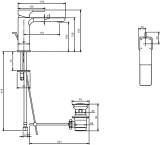 Villeroy & Boch Einhebel-Waschtisch-Arm. Subway 3.0 51x155x 176mm Zugst-Ablgarn. BrushedNickelMatt – Bild 3