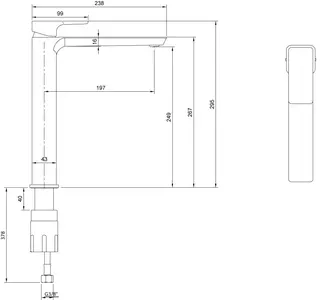 Villeroy & Boch Einhebel-Waschtisch-Arm. erhöht Subway 3.0 51 x295x238mm o Ablgarn. BrushedNickelMatt – Bild 2