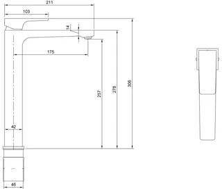 Villeroy & Boch EH-Waschtisch-Arm. erh Archit.Square 50x306x 211mm m Push-Open-Ablgarn. Brushed Gold – Bild 2