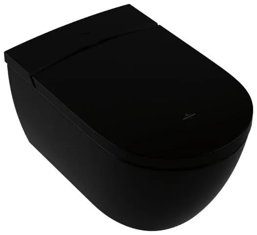 Villeroy & Boch Dusch-WC spülrandlos ViClean-I200 595 x385x400mm Oval Pure Black CeramicPlus