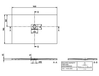 Villeroy & Boch Duschwanne Squaro Infinity UDQ1490SQI2V 1400 x900x40mm re-eckig flb Einb AR MorningGr – Bild 2