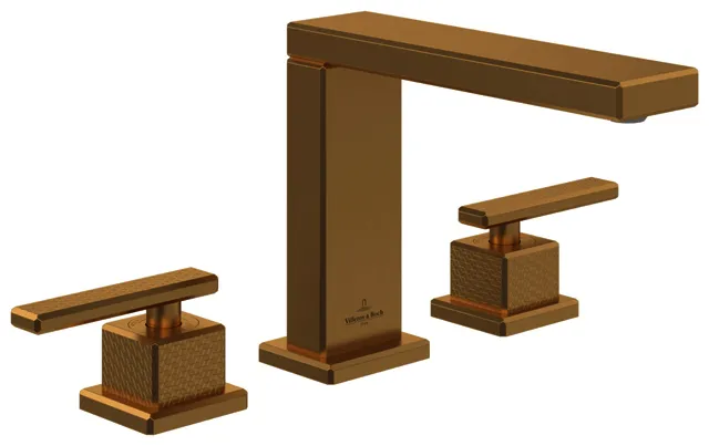 Villeroy & Boch Dreiloch-Waschtisch-Armatur Mettlach 340x150 x200mm o Ablaufgarnitur Brushed Gold