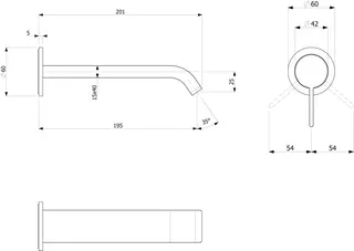 Villeroy & Boch Waschtischauslauf-Set Dawn 3 60x60x 201mm ohne Ablaufgarnitur Matt Black – Bild 2