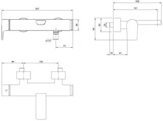 Villeroy & Boch Einhebel-Badewannenarmatur Liberty 307x95x208mm Chrom – Bild 2