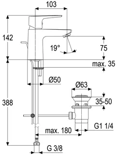 Waschtischarmatur m. Ablaufg., 105mm aktiv4YOU 2.0, DIN DVGW-Zert.schw.m. – Bild 2