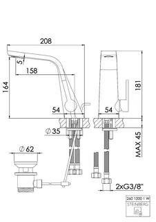 Waschtisch-EHM-Batterie design4YOU 3.0, m.Ablfg. matt white – Bild 2