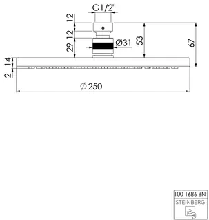 Regenbrause 250 mm x 8 mm 4YOU brushed nickel – Bild 2